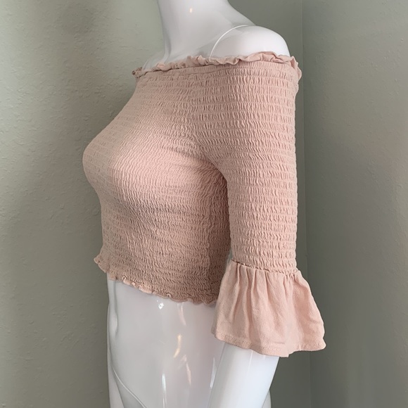 Kendall & Kylie Light Pink Off Shoulder Crop Top - Picture 5 of 8